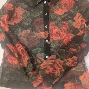 Y2K/90s Flashback Alert - Mesh Floral Shirt